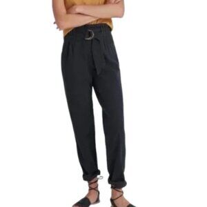 ANTHROPOLOGIE Black Malin Removable Belt Utility Pants, XS
